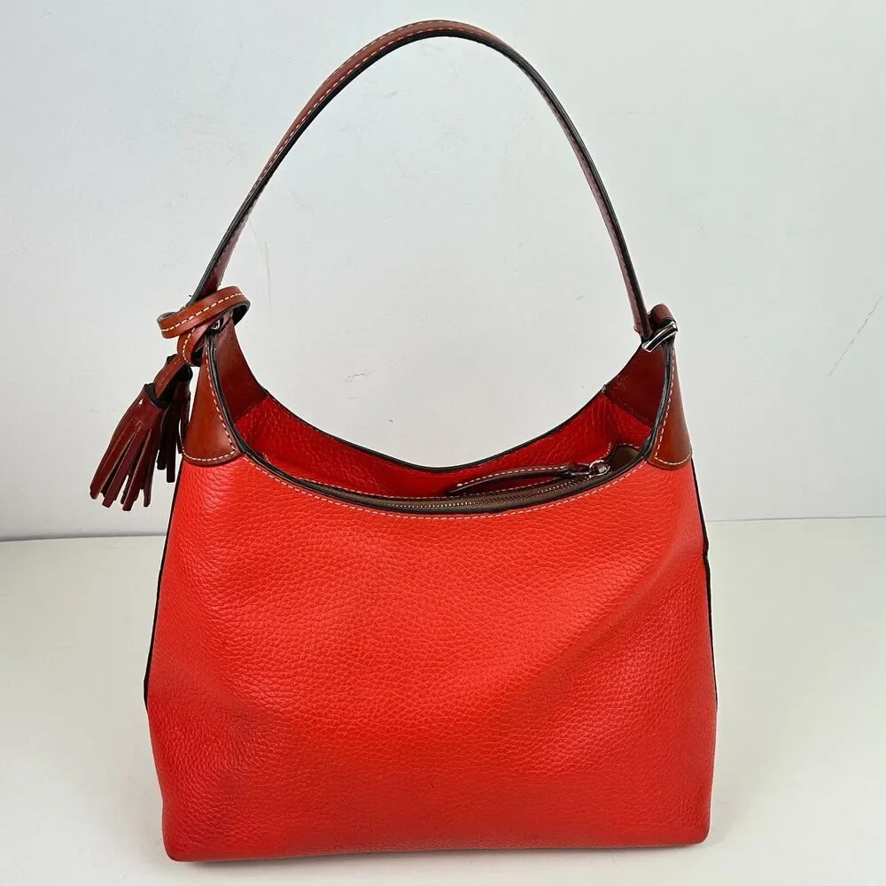 Dooney & Bourke Cambridge Hobo Pebble Leather Persimmon Orange Purse